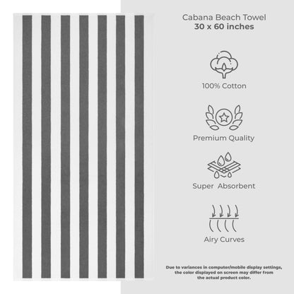 American Soft Linen,100% Cotton 4 Pack Beach Towels, 30 x 60 Cabana Striped Pool Towels