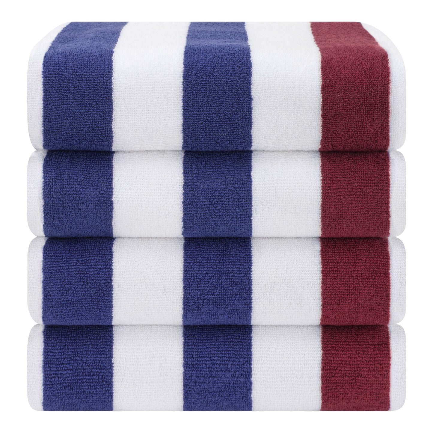 American Soft Linen,100% Cotton 4 Pack Beach Towels, 30 x 60 Cabana Striped Pool Towels