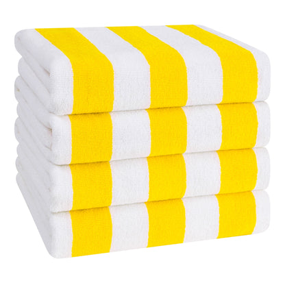 American Soft Linen,100% Cotton 4 Pack Beach Towels, 30 x 60 Cabana Striped Pool Towels