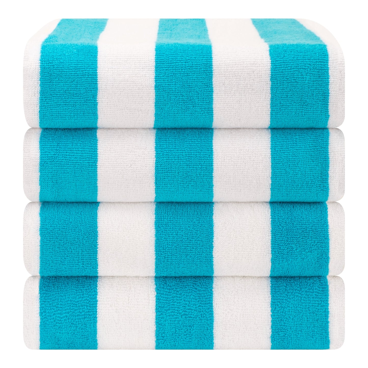 American Soft Linen,100% Cotton 4 Pack Beach Towels, 30 x 60 Cabana Striped Pool Towels
