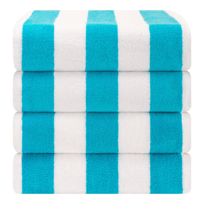 American Soft Linen,100% Cotton 4 Pack Beach Towels, 30 x 60 Cabana Striped Pool Towels