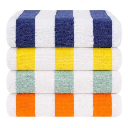 American Soft Linen,100% Cotton 4 Pack Beach Towels, 30 x 60 Cabana Striped Pool Towels