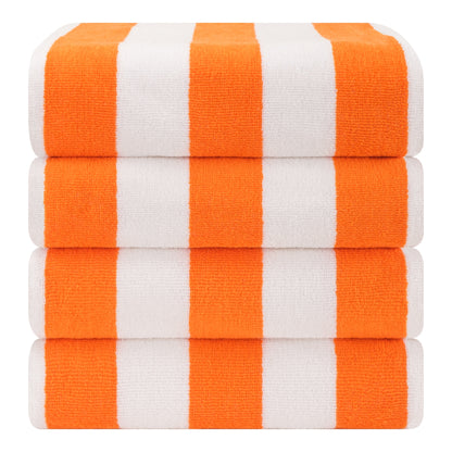 American Soft Linen,100% Cotton 4 Pack Beach Towels, 30 x 60 Cabana Striped Pool Towels