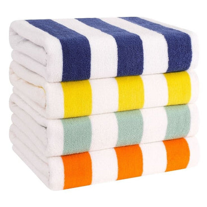 American Soft Linen,100% Cotton 4 Pack Beach Towels, 30 x 60 Cabana Striped Pool Towels