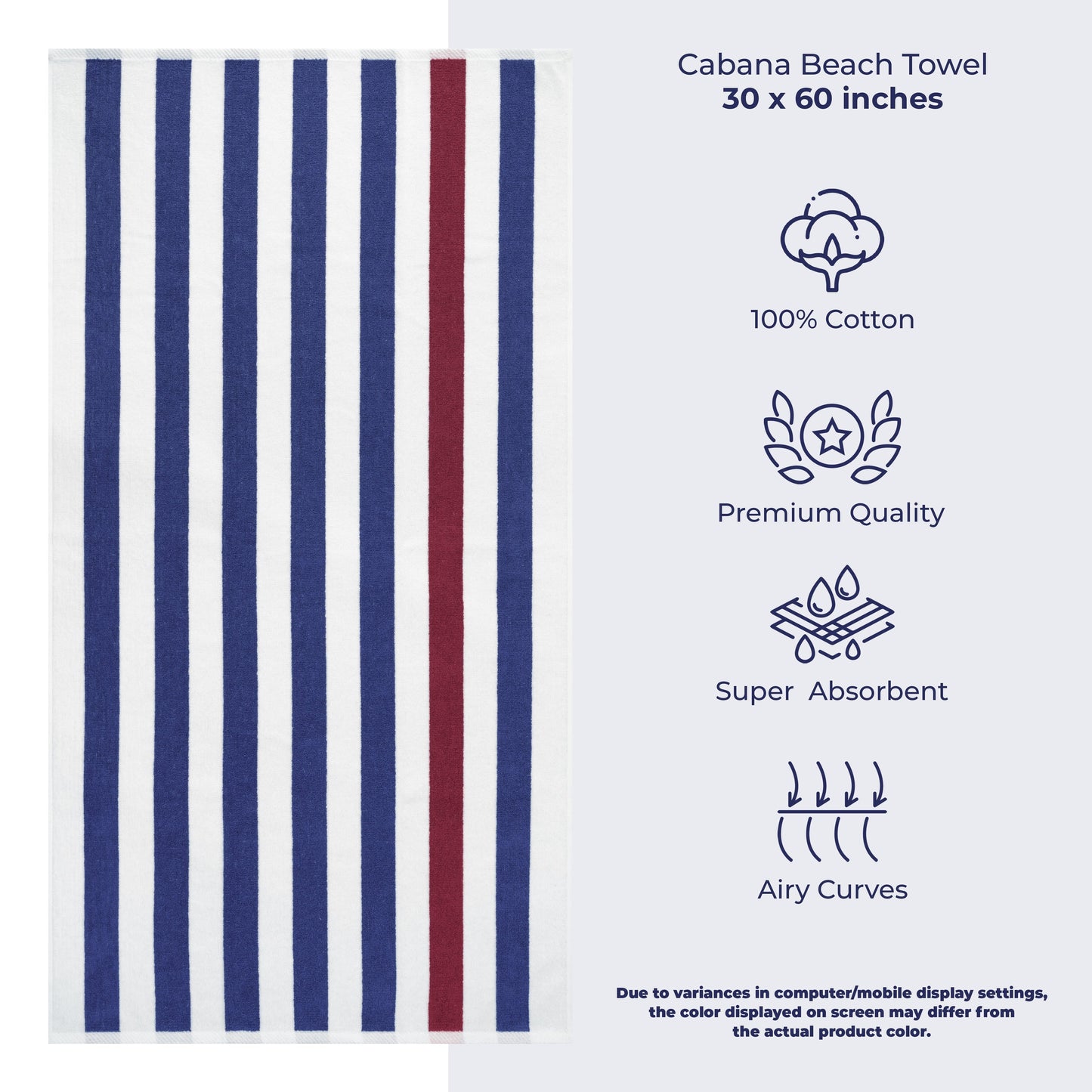 American Soft Linen,100% Cotton 4 Pack Beach Towels, 30 x 60 Cabana Striped Pool Towels