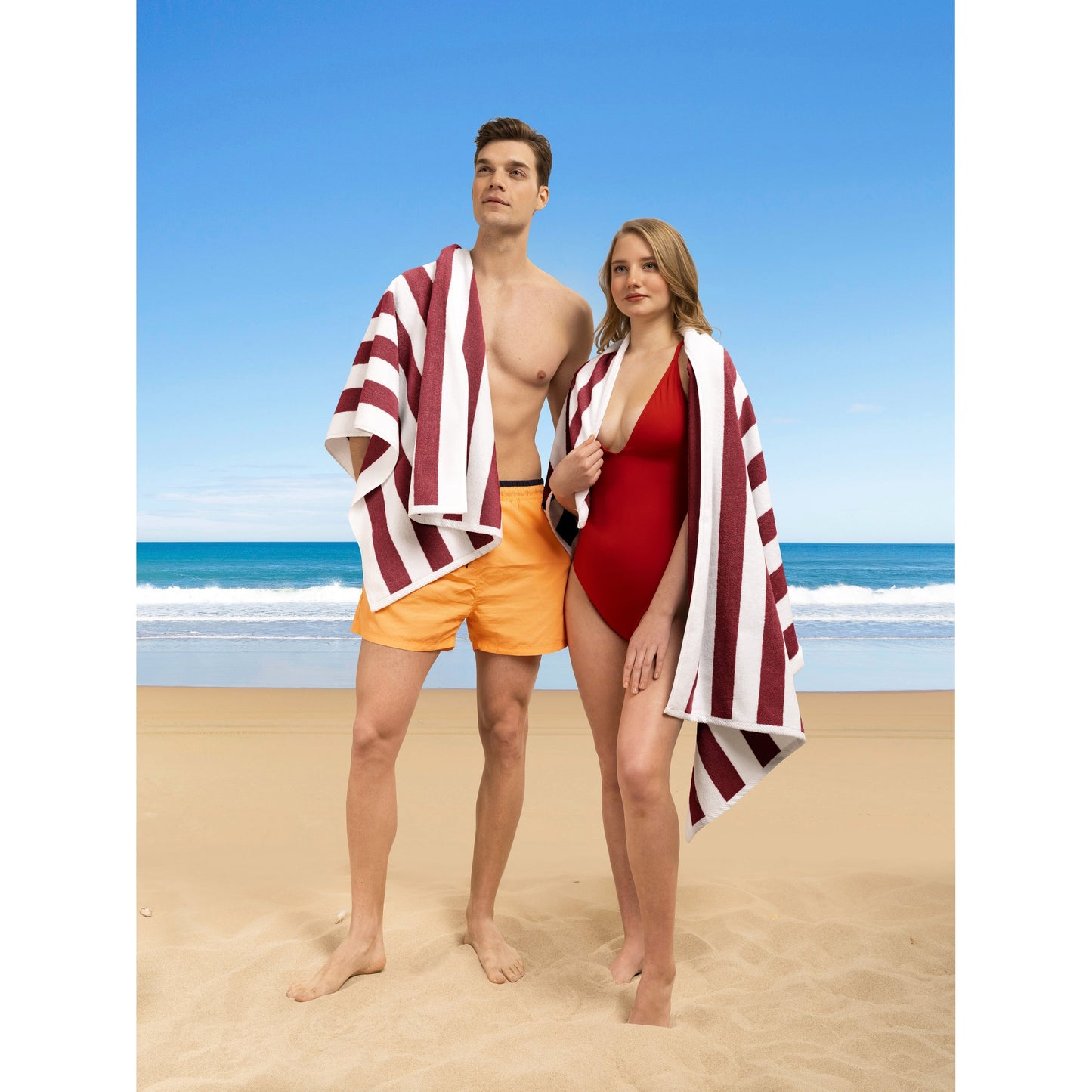 American Soft Linen,100% Cotton 4 Pack Beach Towels, 30 x 60 Cabana Striped Pool Towels