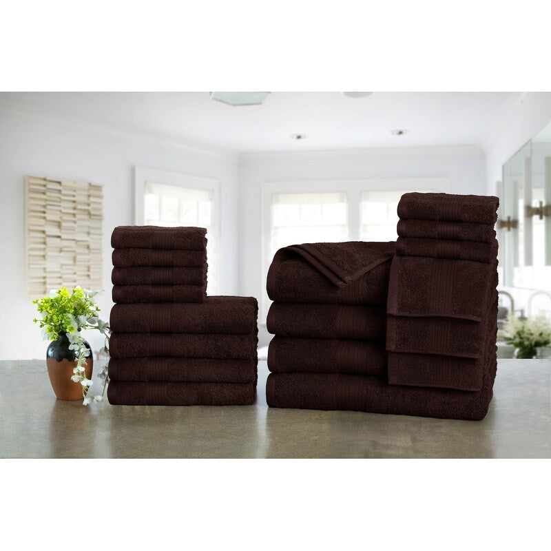Luxurious Cotton 600 GSM Bathroom Towel Sets by Ample Decor - Set of 18