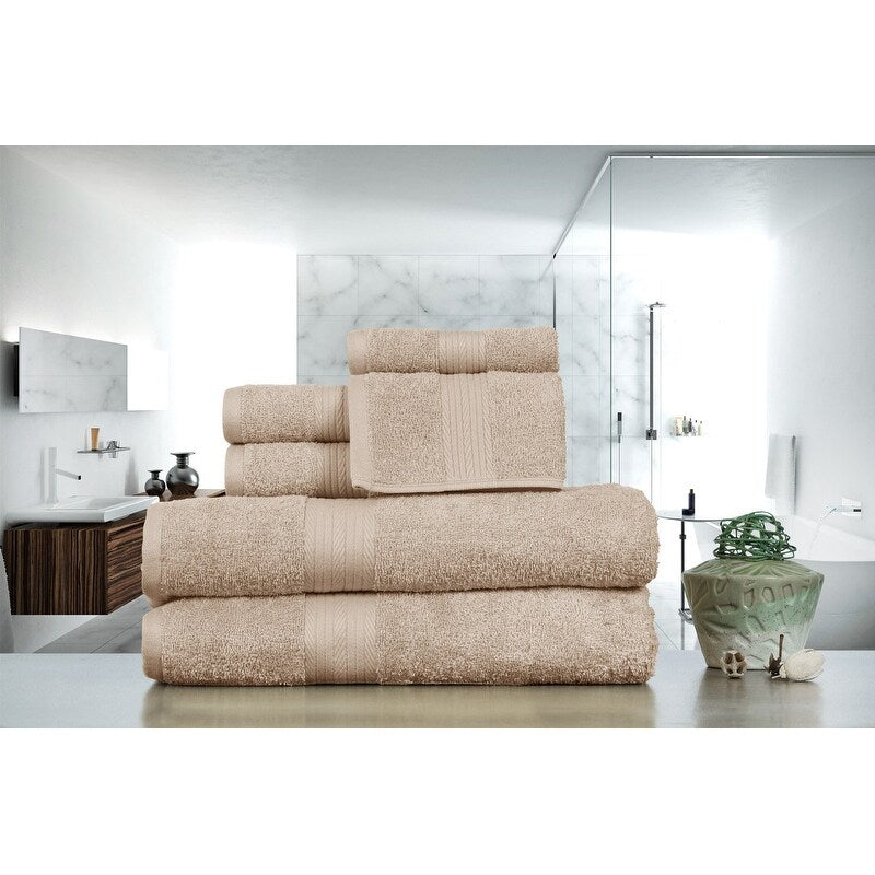 Luxurious Cotton 6- Piece Towel Set 600 GSM Bathroom Towel Set by Ample Decor