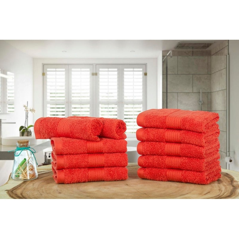 Luxurious Cotton 600GSM Soft Wash Cloths 12X12 Inch by Ample Decor - 10 Pcs