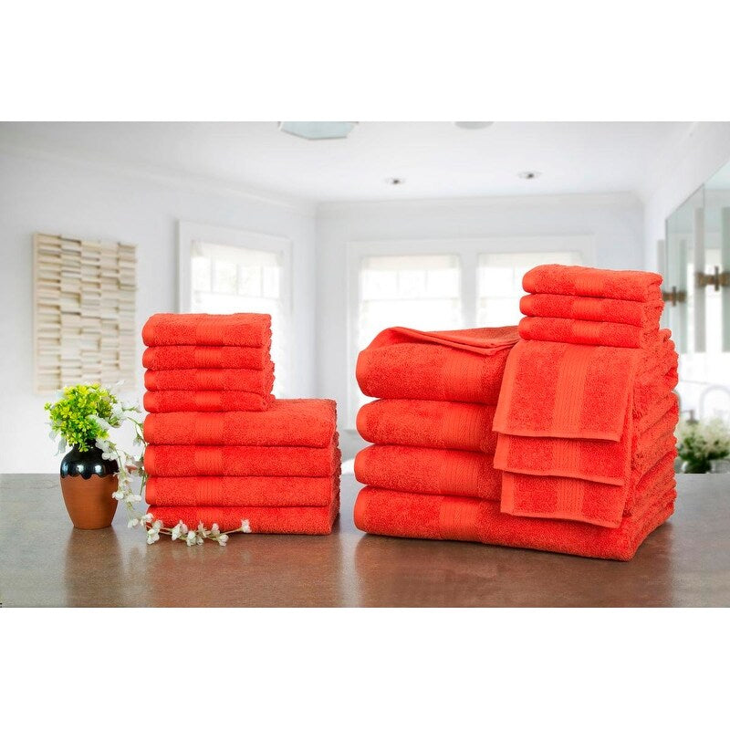 Luxurious Cotton 600 GSM Bathroom Towel Sets by Ample Decor - Set of 18