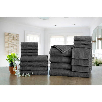 Luxurious Cotton 600 GSM Bathroom Towel Sets by Ample Decor - Set of 18