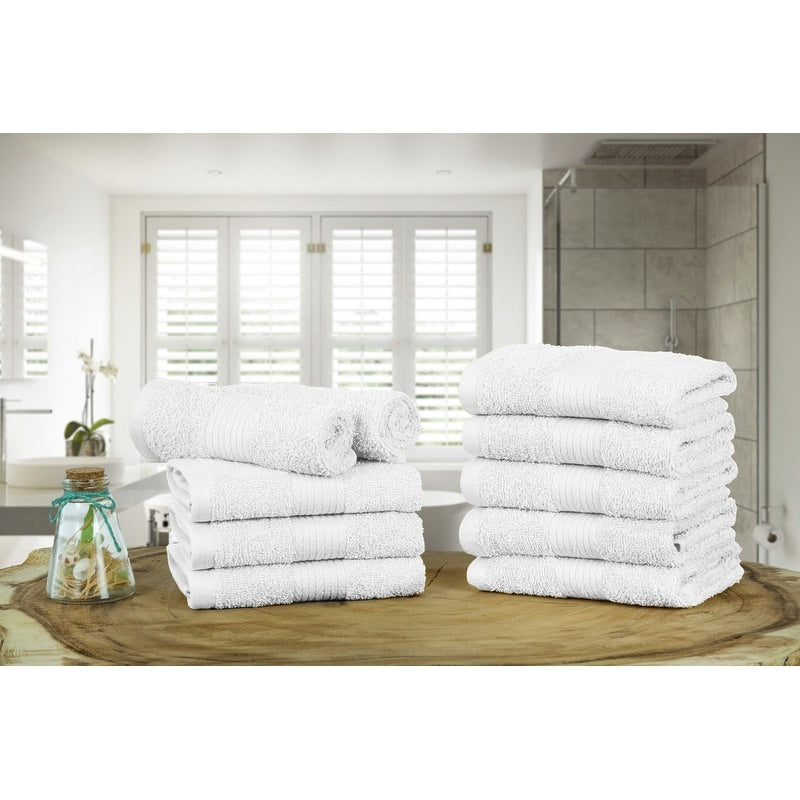 Luxurious Cotton 600GSM Soft Wash Cloths 12X12 Inch by Ample Decor - 10 Pcs