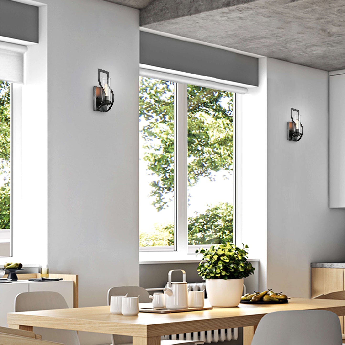 Anastasia 1 Light Wall Sconce with Clear Glass Shade and Curved Frame