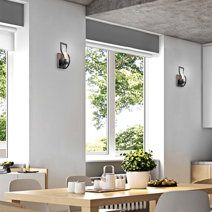 Anastasia 1 Light Wall Sconce with Clear Glass Shade and Curved Frame