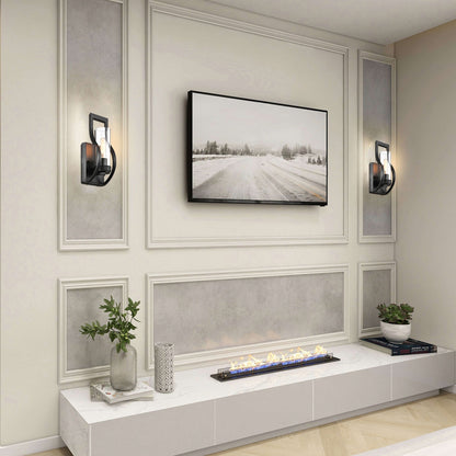 Anastasia 1 Light Wall Sconce with Clear Glass Shade and Curved Frame