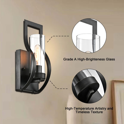Anastasia 1 Light Wall Sconce with Clear Glass Shade and Curved Frame