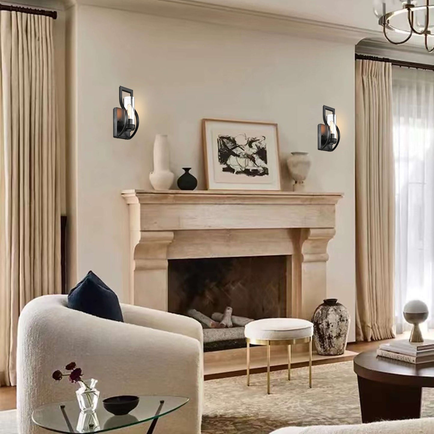 Anastasia 1 Light Wall Sconce with Clear Glass Shade and Curved Frame