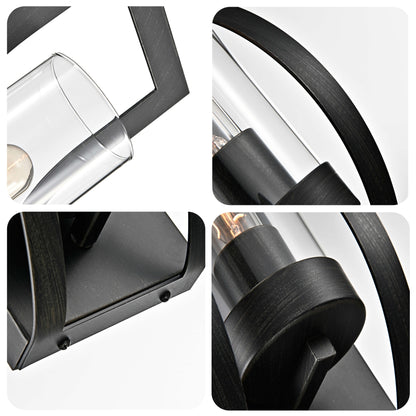 Anastasia 1 Light Wall Sconce with Clear Glass Shade and Curved Frame