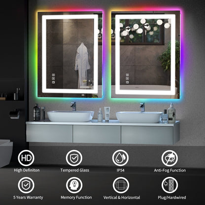 Anti-Fog RGB Backlit & LED Frontlit Bathroom Mirror