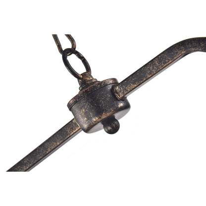 Antique Bronze 6-Light Rectangular Kitchen Island Lighting with Crystal Hanging - Antique Bronze