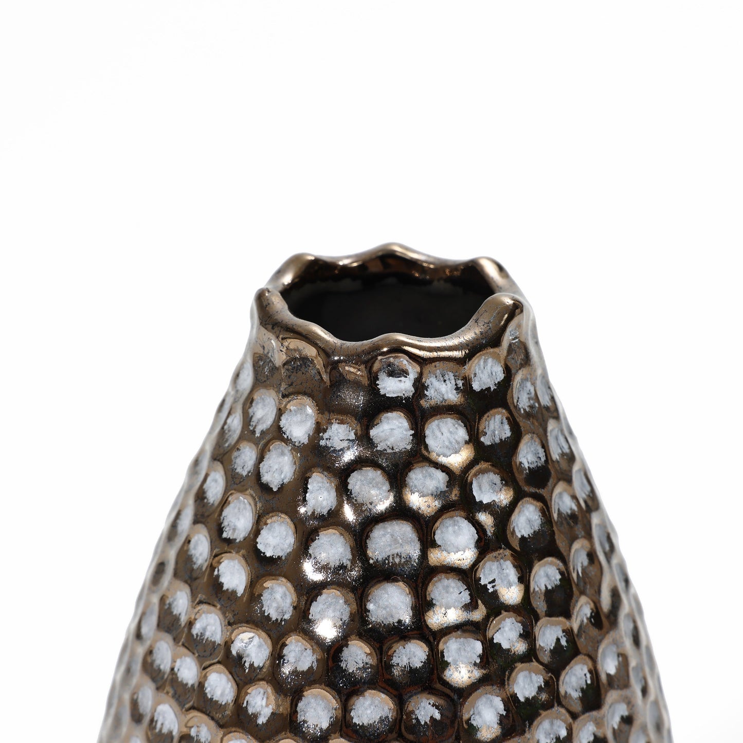 Antique Gold Dimpled Tall Terracotta Vase (Single)