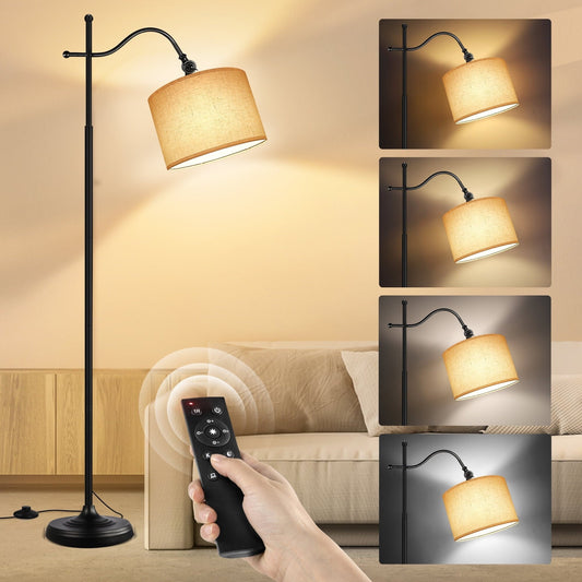 Arc Floor Lamp with Remote, 67 Retro Standing Lamp with 4 Color Temperatures, Metal Tall Lamps for Living Room Bedroom - N/A