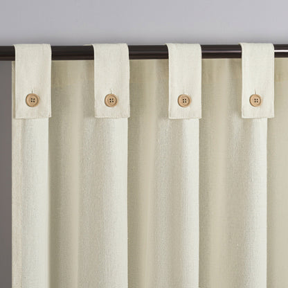 Archaeo Cotton Blend Button Tab Top Curtain, Single Panel