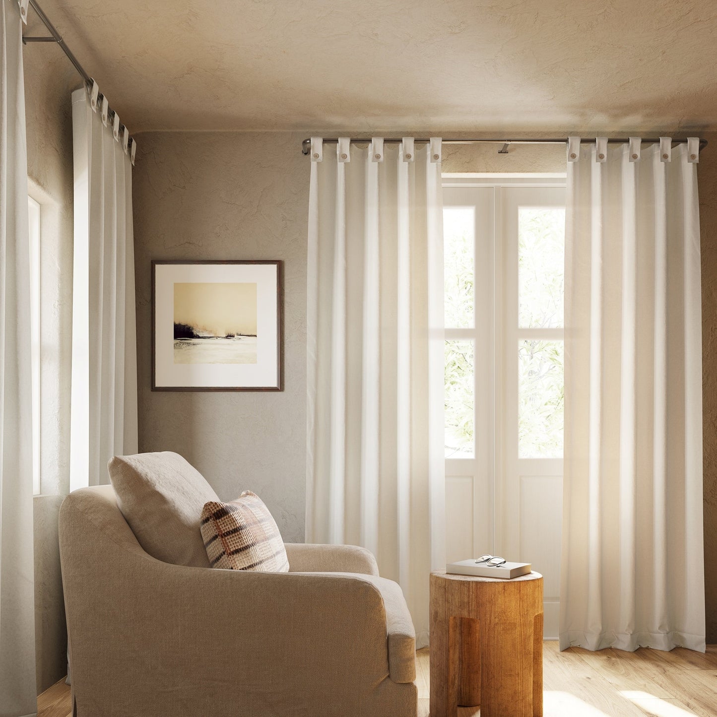 Archaeo Cotton Blend Button Tab Top Curtain, Single Panel