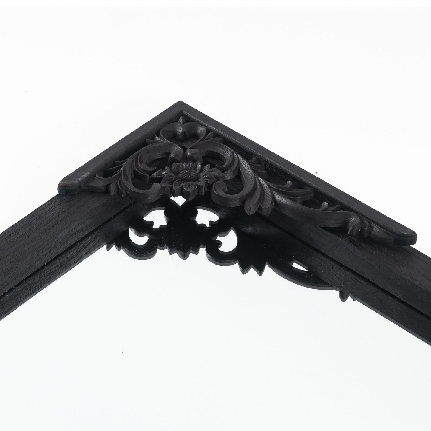 Arched Full-Length Solid Wood Carving Floor Mirror