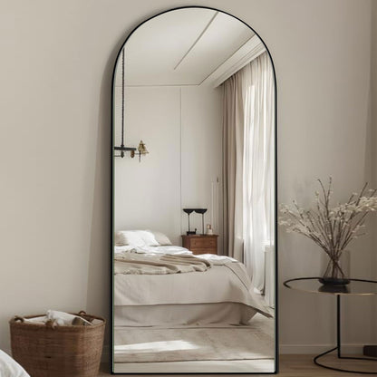 Arched Full-Length Standing Wood Floor Mirror, Wall Mirror