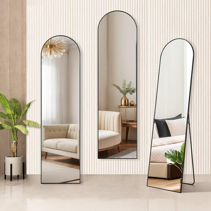 Arched Mirror Full Length, 16x59 Body Wall Mirrors, Floor Standing,Tall Arch Mirror with Stand Aluminum Alloy Frame