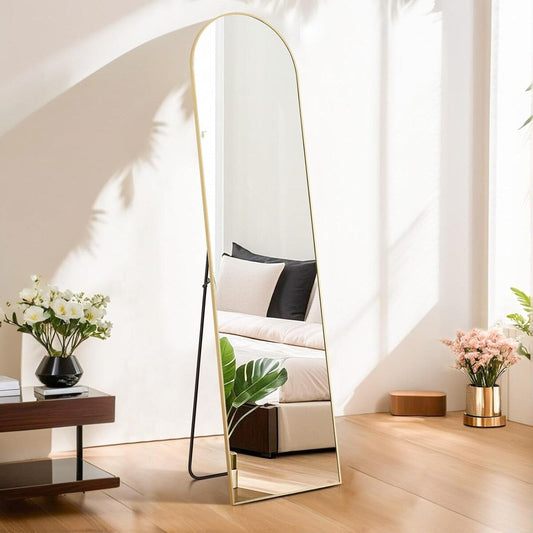 Arched Mirror Full Length, 16x59 Body Wall Mirrors, Floor Standing,Tall Arch Mirror with Stand Aluminum Alloy Frame