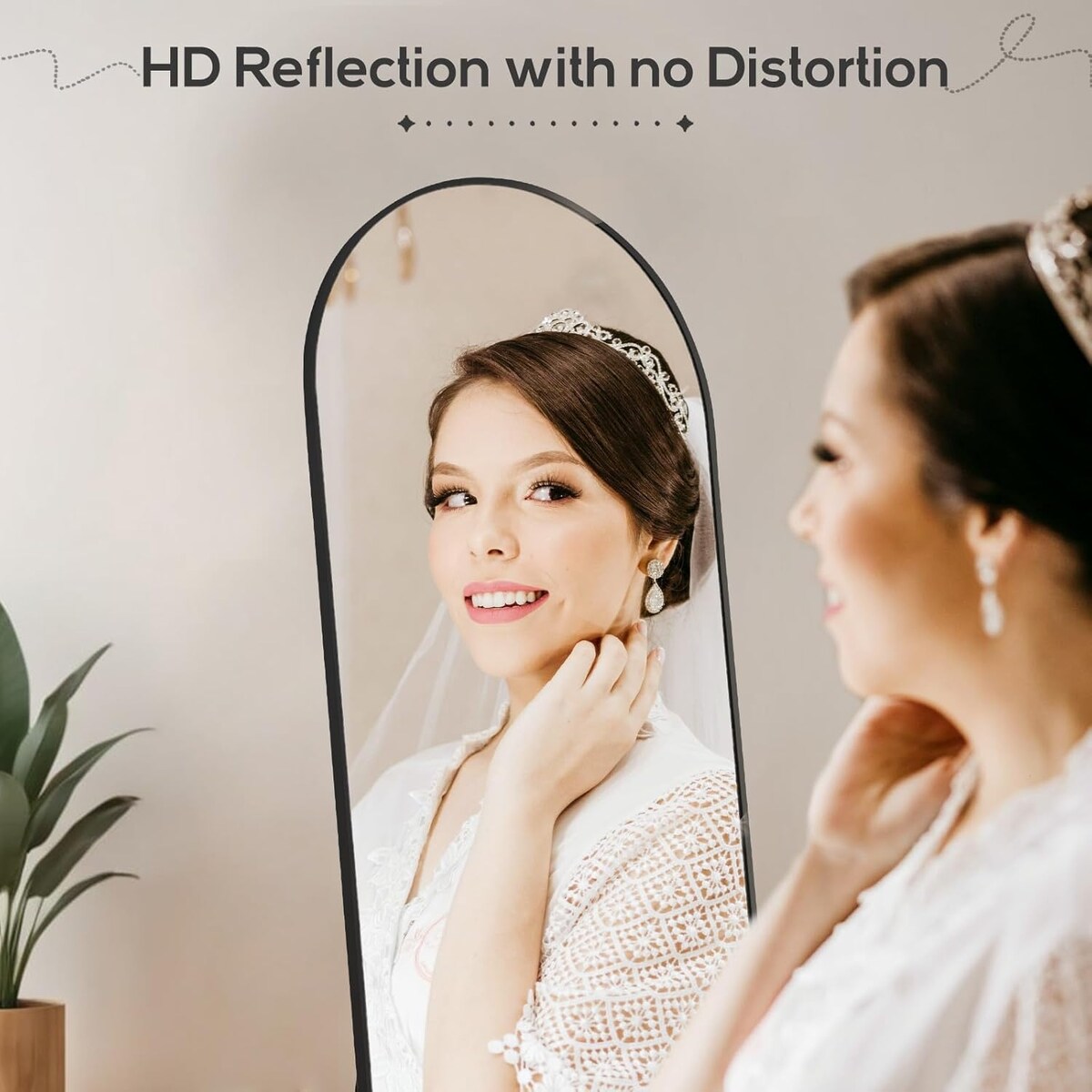 Arched Mirror Full Length, 16x59 Body Wall Mirrors, Floor Standing,Tall Arch Mirror with Stand Aluminum Alloy Frame