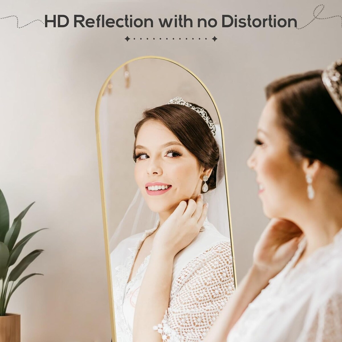 Arched Mirror Full Length, 16x59 Body Wall Mirrors, Floor Standing,Tall Arch Mirror with Stand Aluminum Alloy Frame