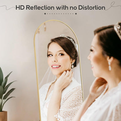 Arched Mirror Full Length, 16x59 Body Wall Mirrors, Floor Standing,Tall Arch Mirror with Stand Aluminum Alloy Frame