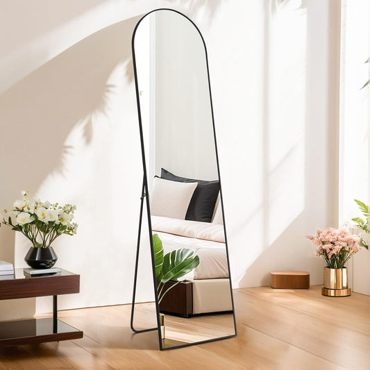 Arched Mirror Full Length, 16x59 Body Wall Mirrors, Floor Standing,Tall Arch Mirror with Stand Aluminum Alloy Frame