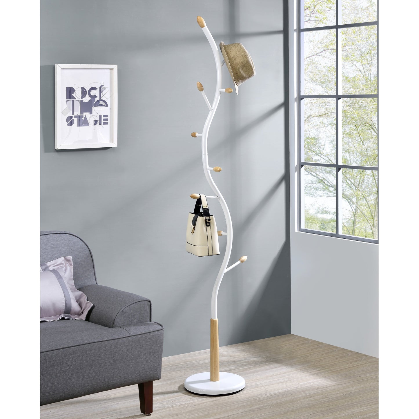 Roundhill Furniture Arles Metal Standing Coat Rack