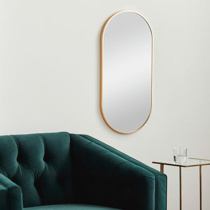 Livabliss Aranya Modern Aluminum Oval Pill-Shaped Accent Mirror