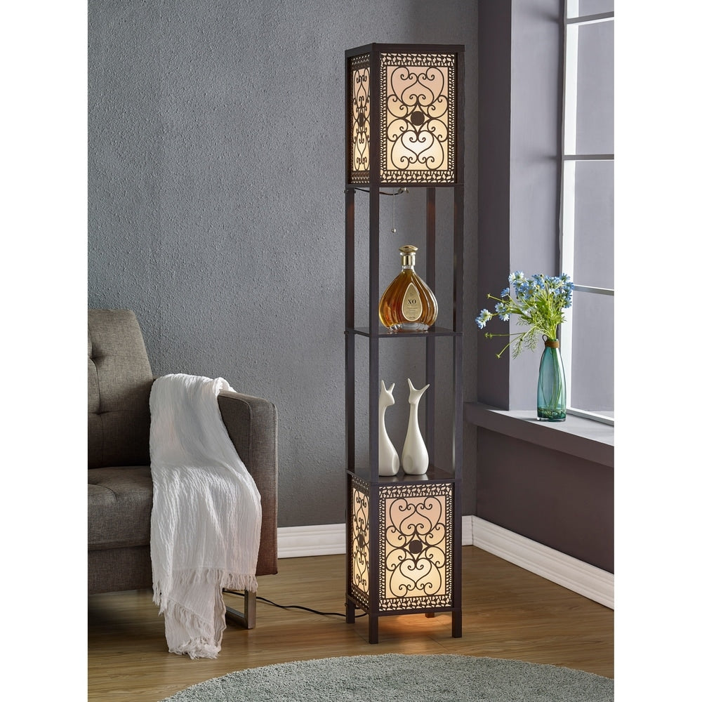 Copper Grove Arans Infinity Heart Shelf 64-inch Espresso Floor Lamp