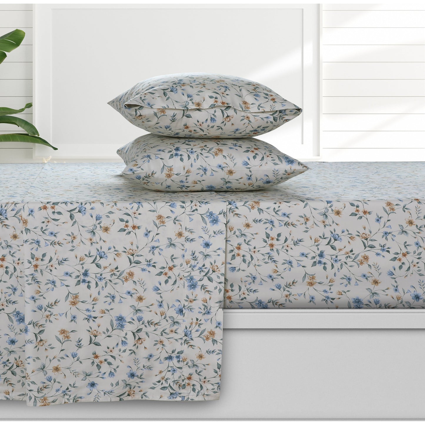 Azores Home Organic Cotton Sateen 300 Thread Count Deep Pocket Sheet Set