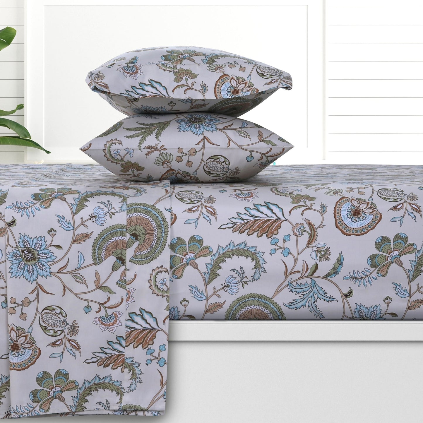 Azores Home Organic Cotton Sateen 300 Thread Count Deep Pocket Sheet Set