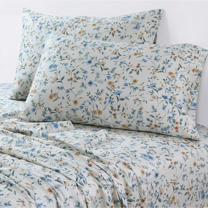 Azores Home Organic Cotton Sateen 300 Thread Count Deep Pocket Sheet Set