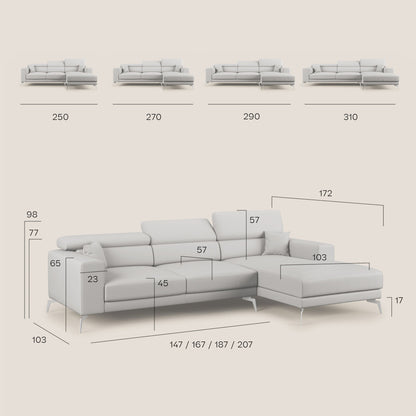 Blade Divano moderno angolare con poggiatesta reclinabili in tessuto impermeabile simil-cotone T13 beige
