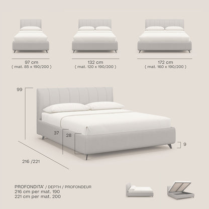 Bogart letto imbottito contenitore completamente sfoderabile in microfibra smacchiabile T11 marrone 