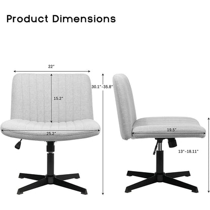 BOSSIN Criss Cross Chair Armless Office Desk Chair No Wheels,Fabric Padded Modern Swivel Vanity Chair office chair