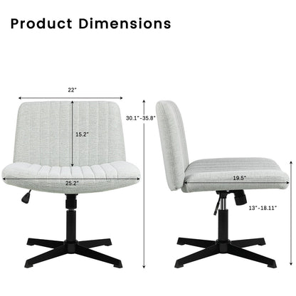 BOSSIN Criss Cross Chair Armless Office Desk Chair No Wheels,Fabric Padded Modern Swivel Vanity Chair office chair