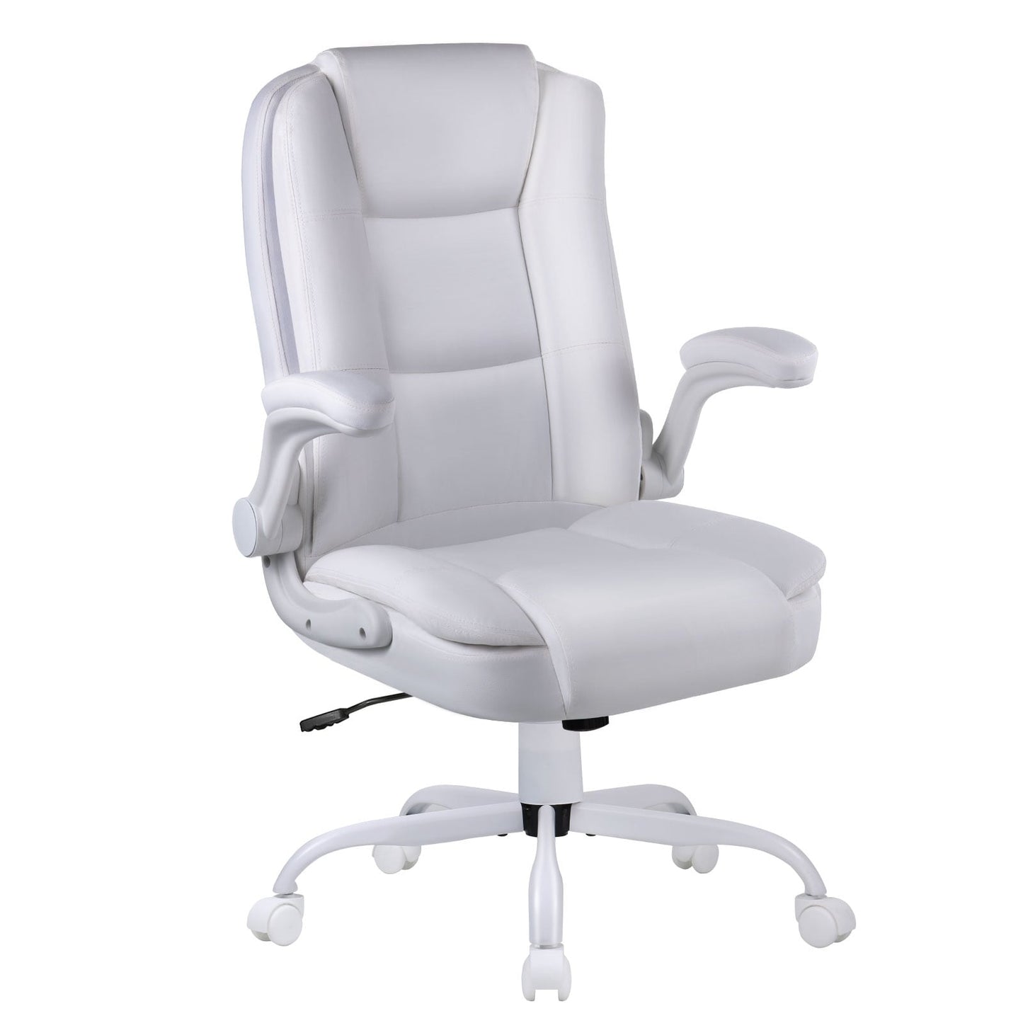 BOSSIN Big and Tall Office Chair Ergonomic High Back Computer Adjustable Height Leather Executive Chair with Padded Flip-up Arms