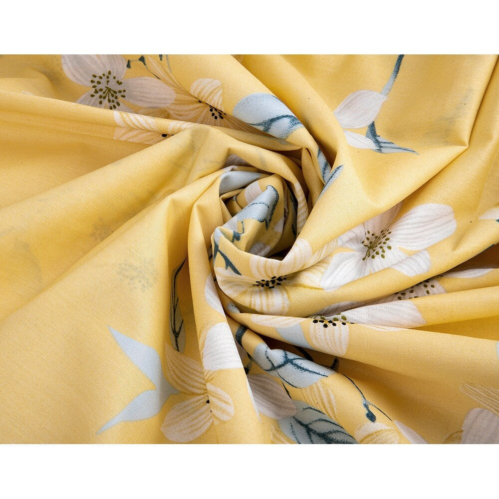 Bahar Cherry Blossom Yellow and Grey Cotton Duvet Cover Set
