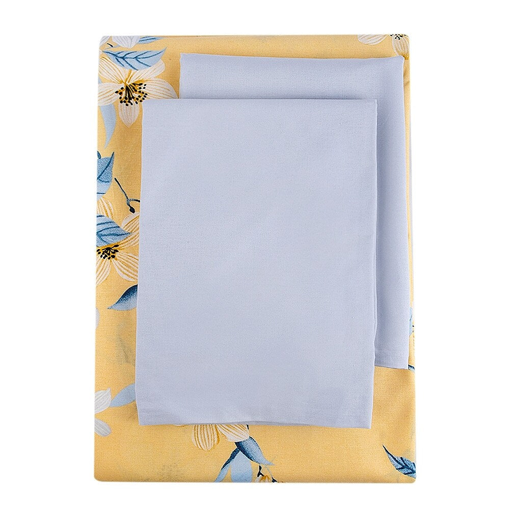 Bahar Cherry Blossom Yellow and Grey Cotton Duvet Cover Set