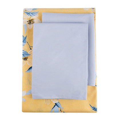 Bahar Cherry Blossom Yellow and Grey Cotton Duvet Cover Set